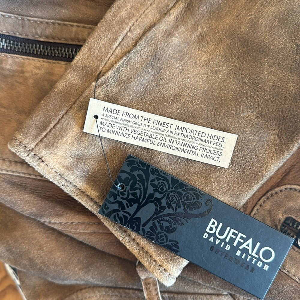 BUFFALO David Bitton brown leather jacket - sz L - Picture 14 of 14